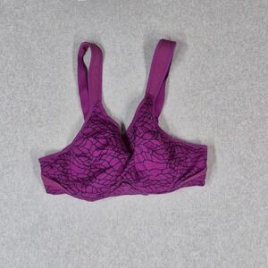 Moving Comfort Women Sports Bra 34D Purple Geometric Underwired Mesh Strap READ